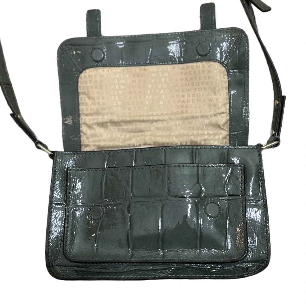 Kate Spade Knightsbridge Crossbody in Graphite Croc Patent Leather